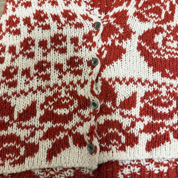 Free People Red and White Knit Button-Up Vest - Picture 5 of 5
